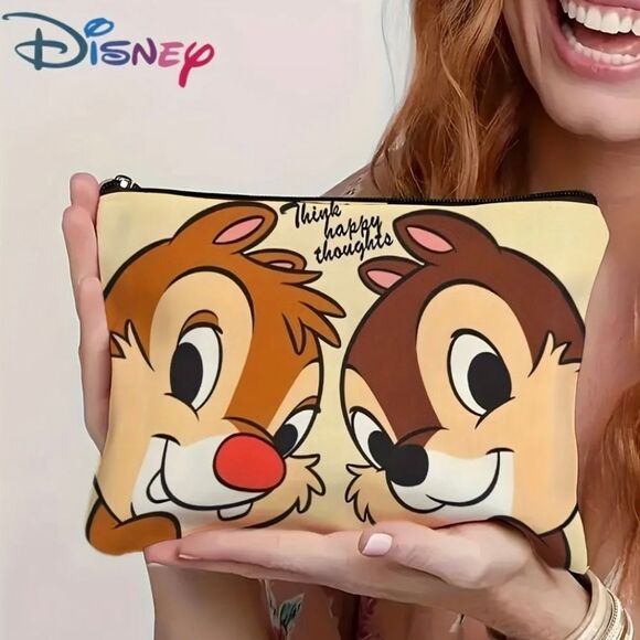 Disney Chip N Dale Canvas Zippered Makeup Cosmetic Pouch - Picture 1 of 6